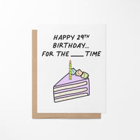 Happy 29th birthday again fill in the blank birthday card - MangoIllustrated - Greeting Cards