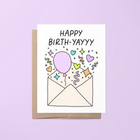 Happy Birth - yayyy birthday card - MangoIllustrated - Greeting Cards