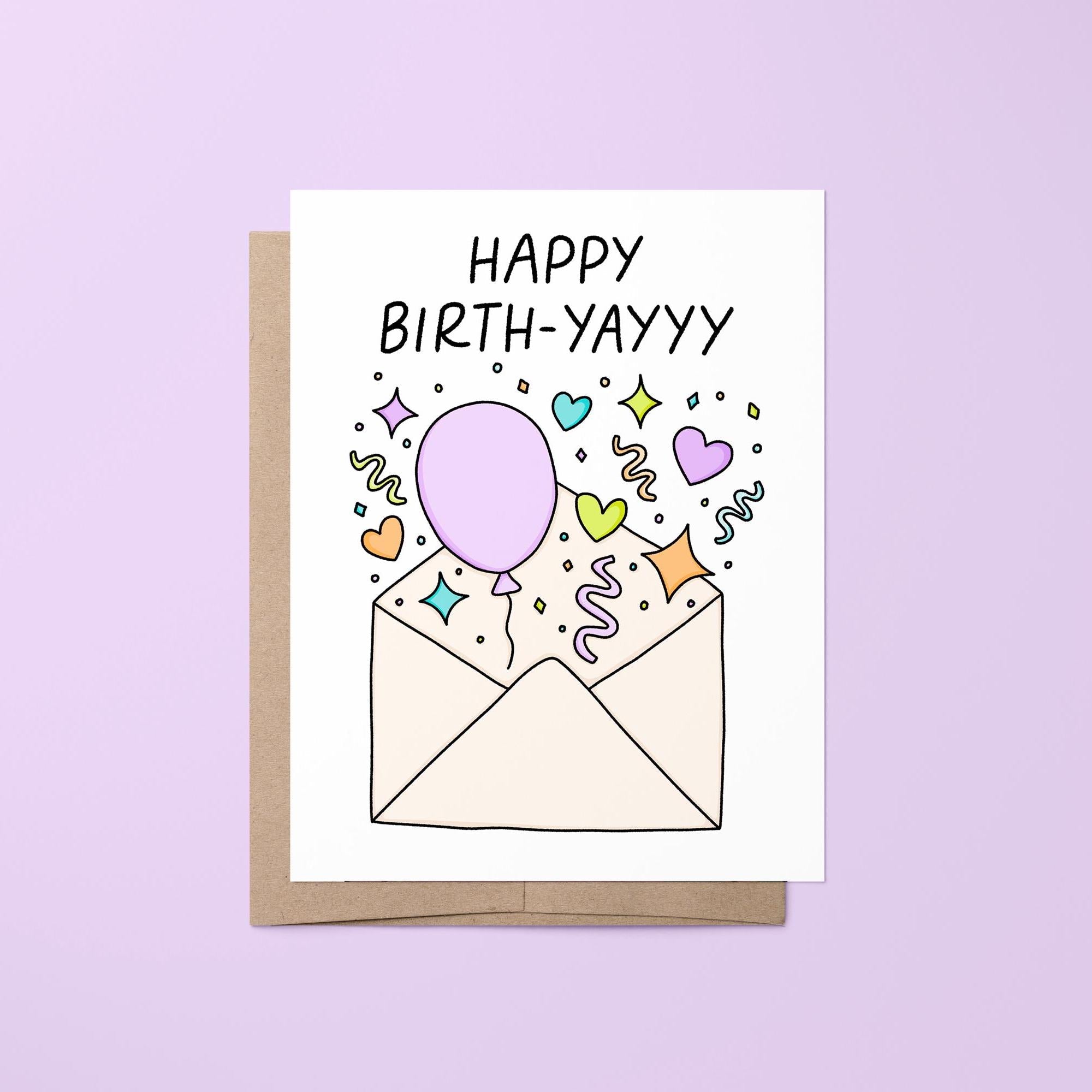 Happy Birth - yayyy birthday card - MangoIllustrated - Greeting Cards