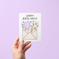 Happy Birth - yayyy birthday card - MangoIllustrated - Greeting Cards