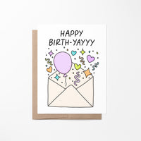 Happy Birth - yayyy birthday card - MangoIllustrated - Greeting Cards