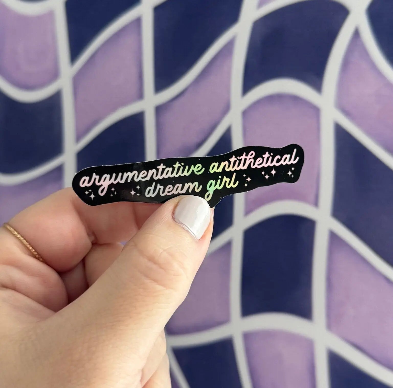 Holographic Argumentative Antithetical Dream Girl sticker - Black - MangoIllustrated - Sticker