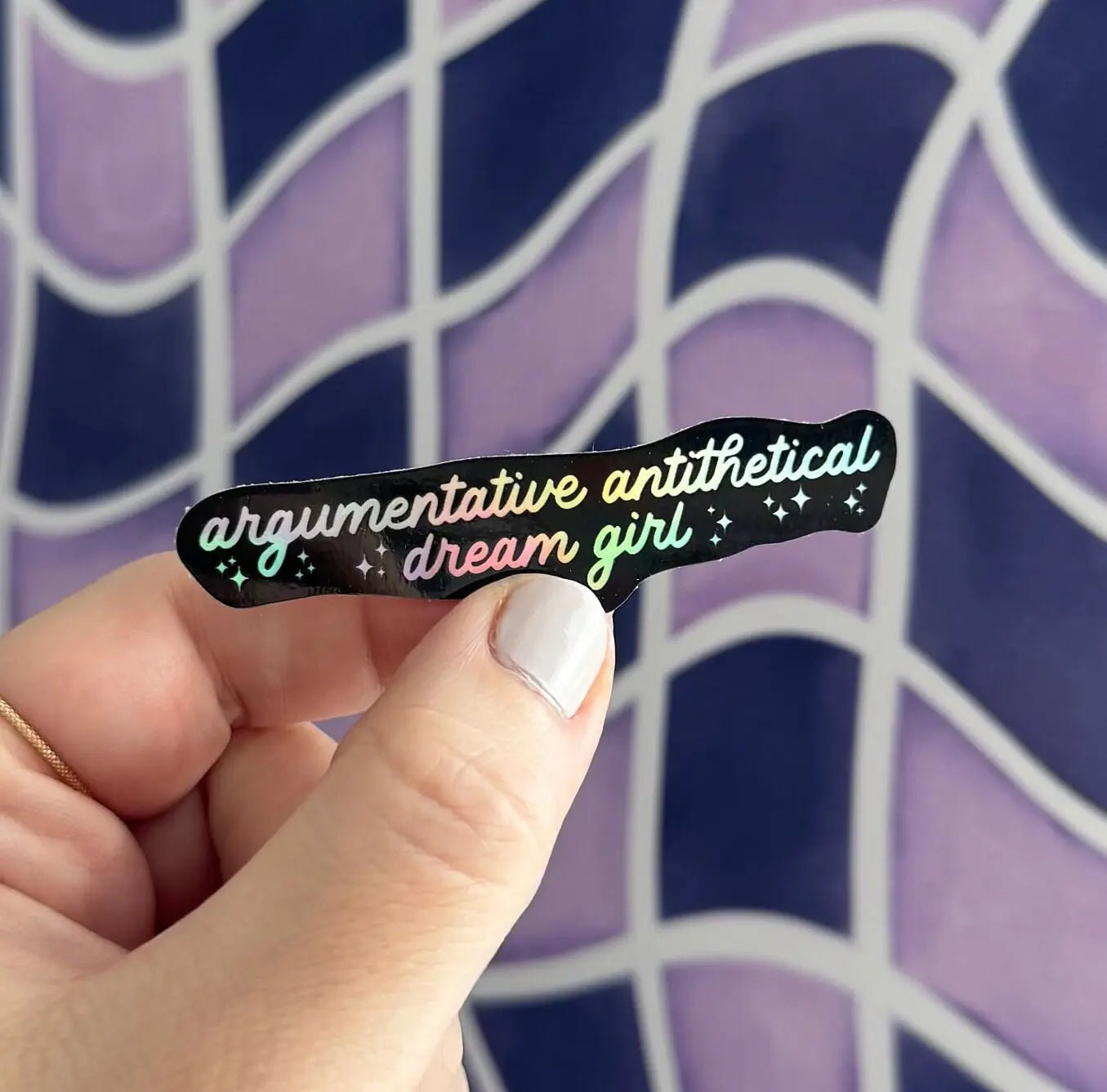 Holographic Argumentative Antithetical Dream Girl sticker - Black - MangoIllustrated - Sticker