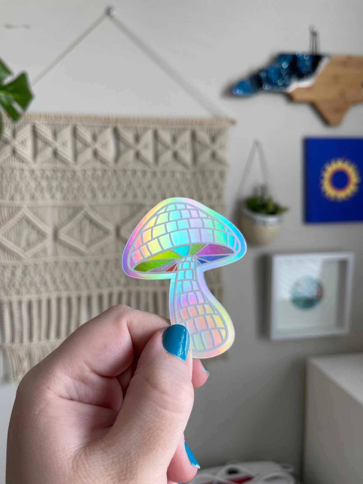 Holographic disco ball mushroom sticker - MangoIllustrated - Sticker