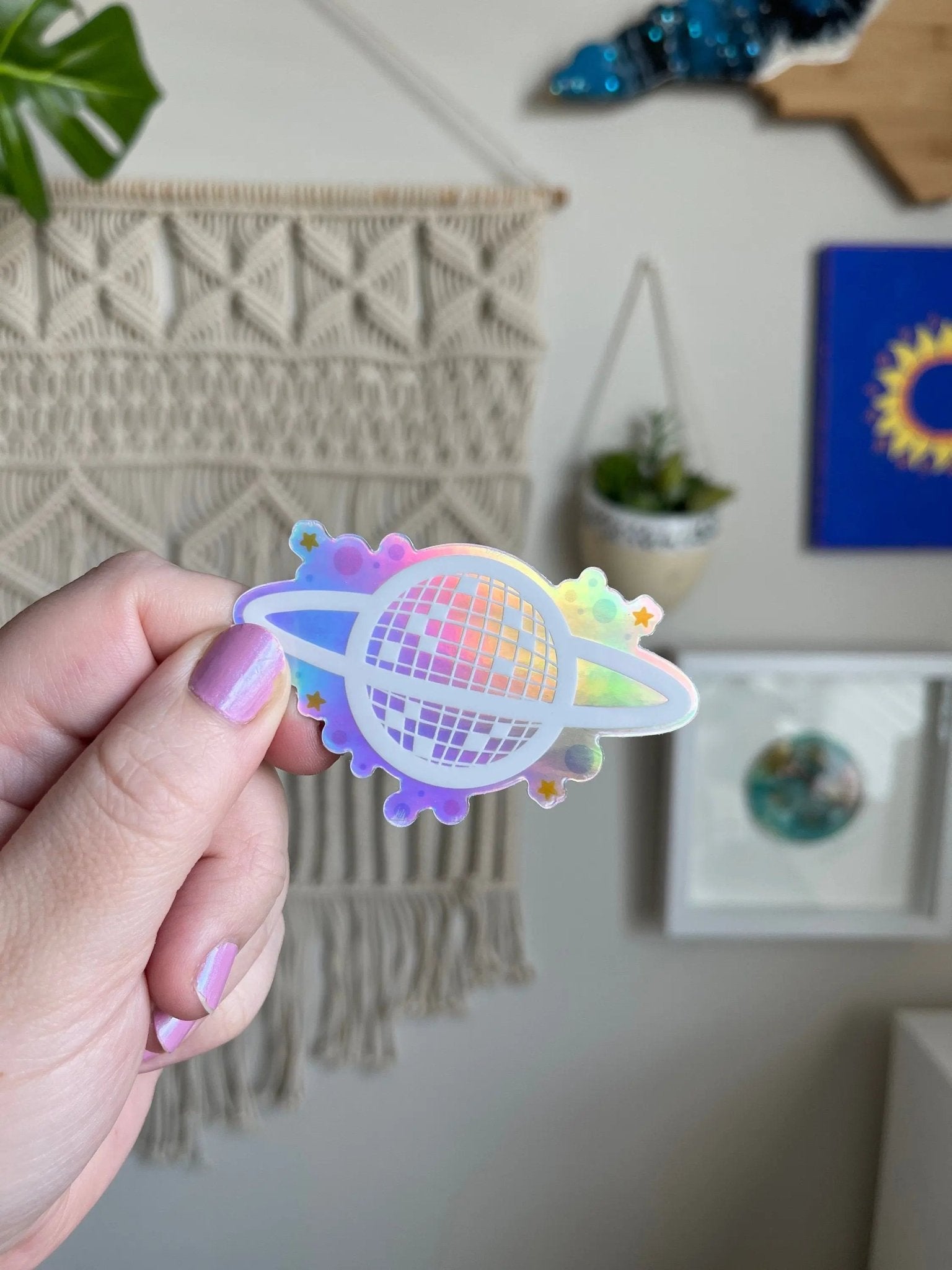 Holographic Disco Ball Planet sticker - MangoIllustrated - Sticker