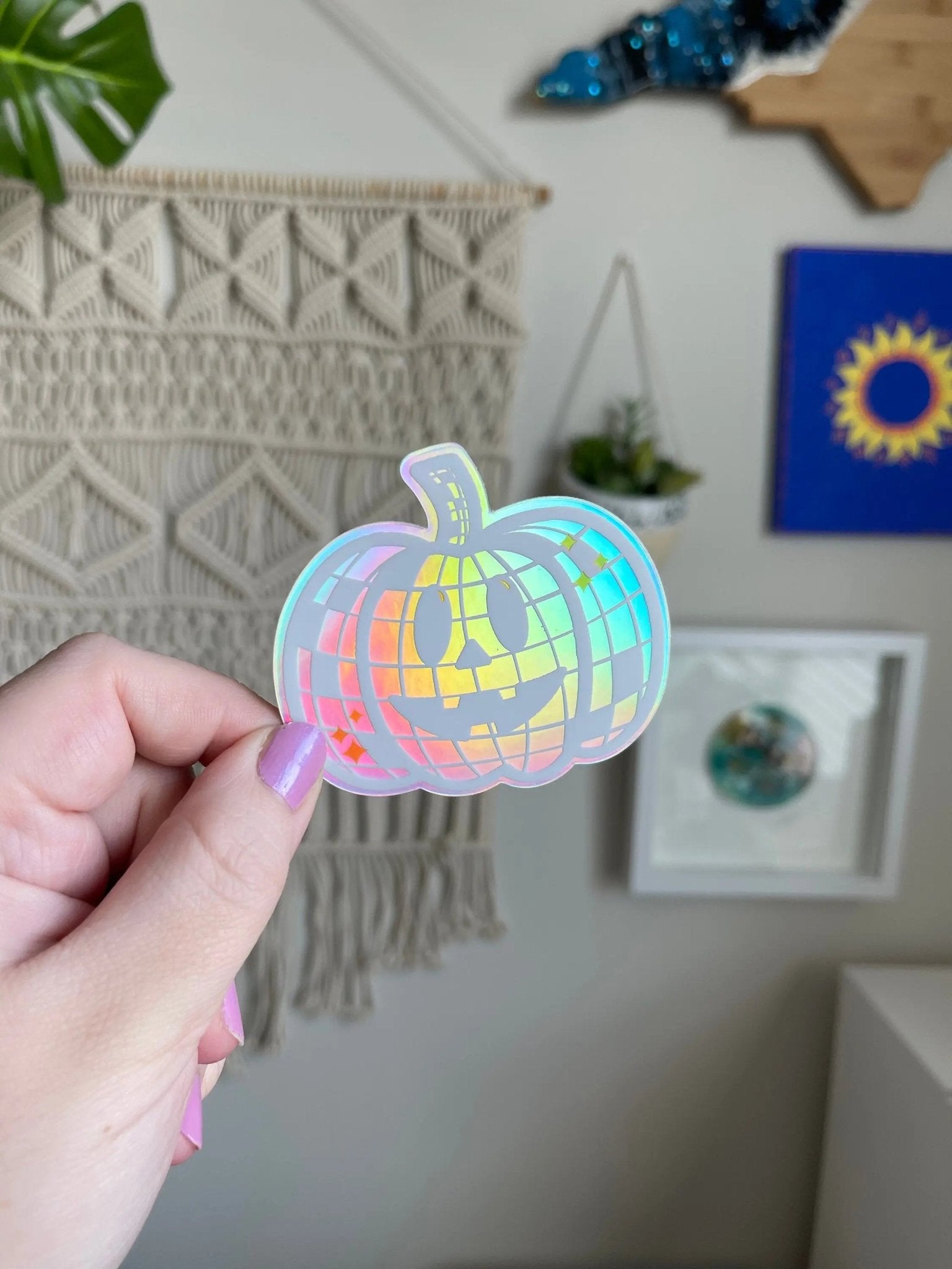 Holographic Disco Ball Pumpkin sticker - MangoIllustrated - Sticker