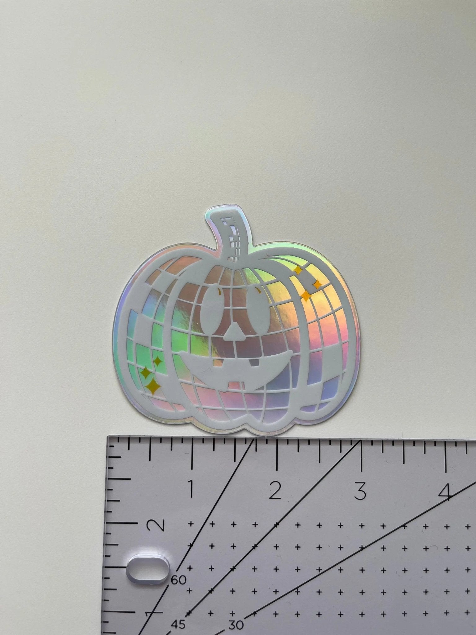 Holographic Disco Ball Pumpkin sticker - MangoIllustrated - Sticker