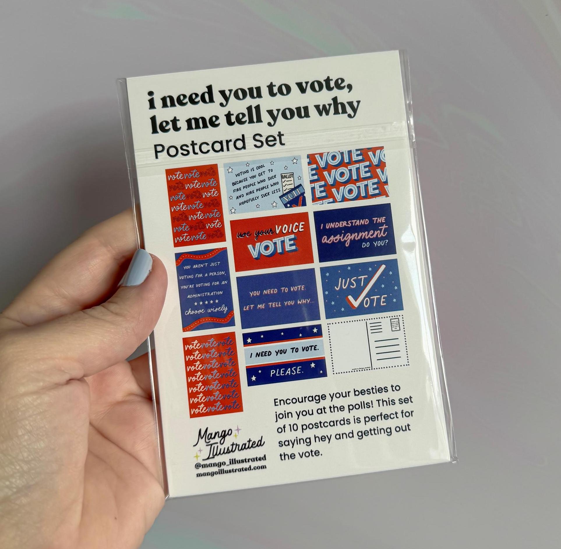 I Need You to Vote Postcard Set - MangoIllustrated - Greeting Cards