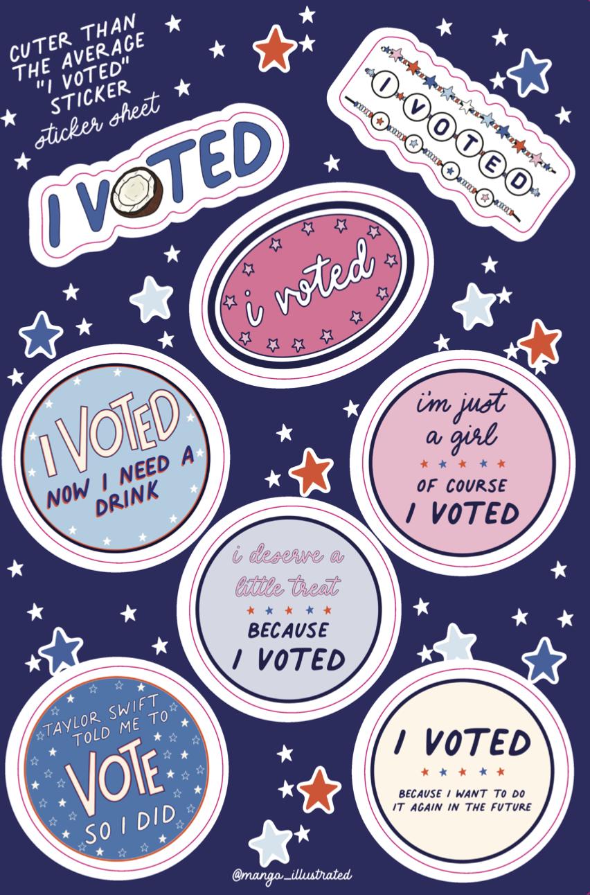 I voted sticker sheet - MangoIllustrated - Sticker