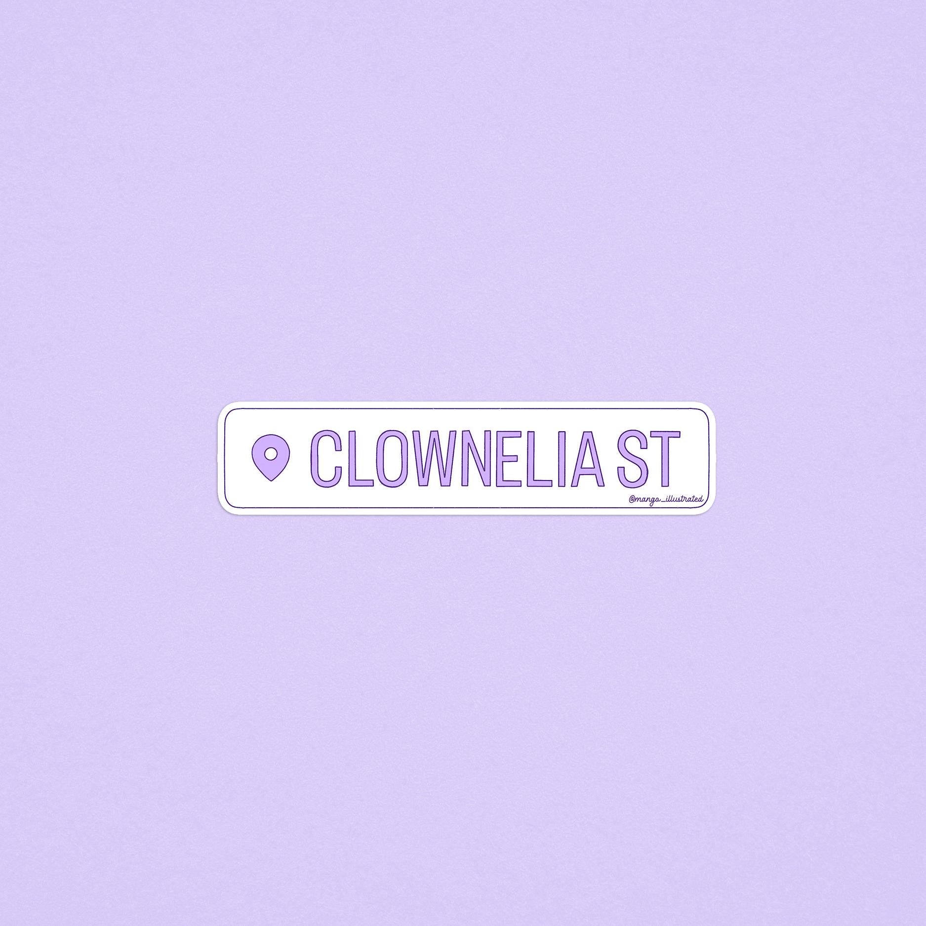 Clownelia Street location sticker, swiftie clowning sticker, eras tour sticker, swiftie sticker, gift for swiftie, swiftie gift