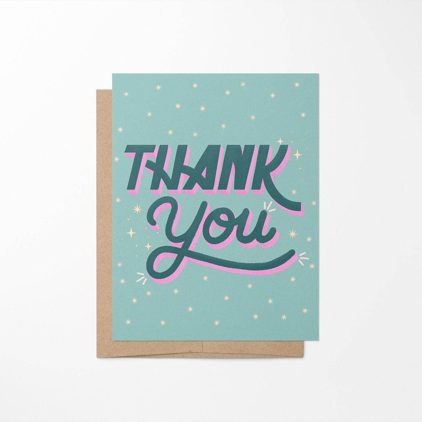 Thank You card - teal and pink