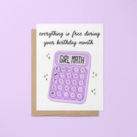 Girl math birthday card