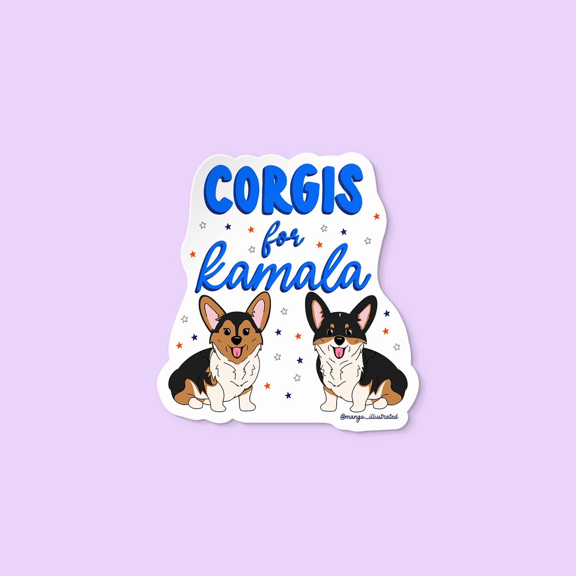 Corgis for Kamala sticker, Kamala 2024 sticker, president Harris sticker, vote sticker, election 2024 sticker, waterproof sticker