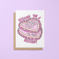 Birthdays should always be very demure, very mindful, very cutesy, and very happy. Tell your bestie &quot;happy birthday&quot; with this Very Demure birthday card featuring a pink cake illustration.