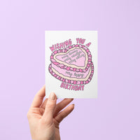 Birthdays should always be very demure, very mindful, very cutesy, and very happy. Tell your bestie &quot;happy birthday&quot; with this Very Demure birthday card featuring a pink cake illustration.