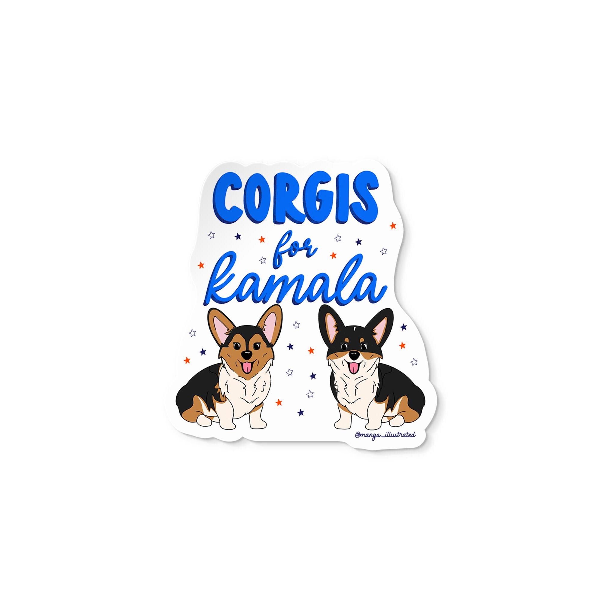 Corgis for Kamala sticker, Kamala 2024 sticker, president Harris sticker, vote sticker, election 2024 sticker, waterproof sticker