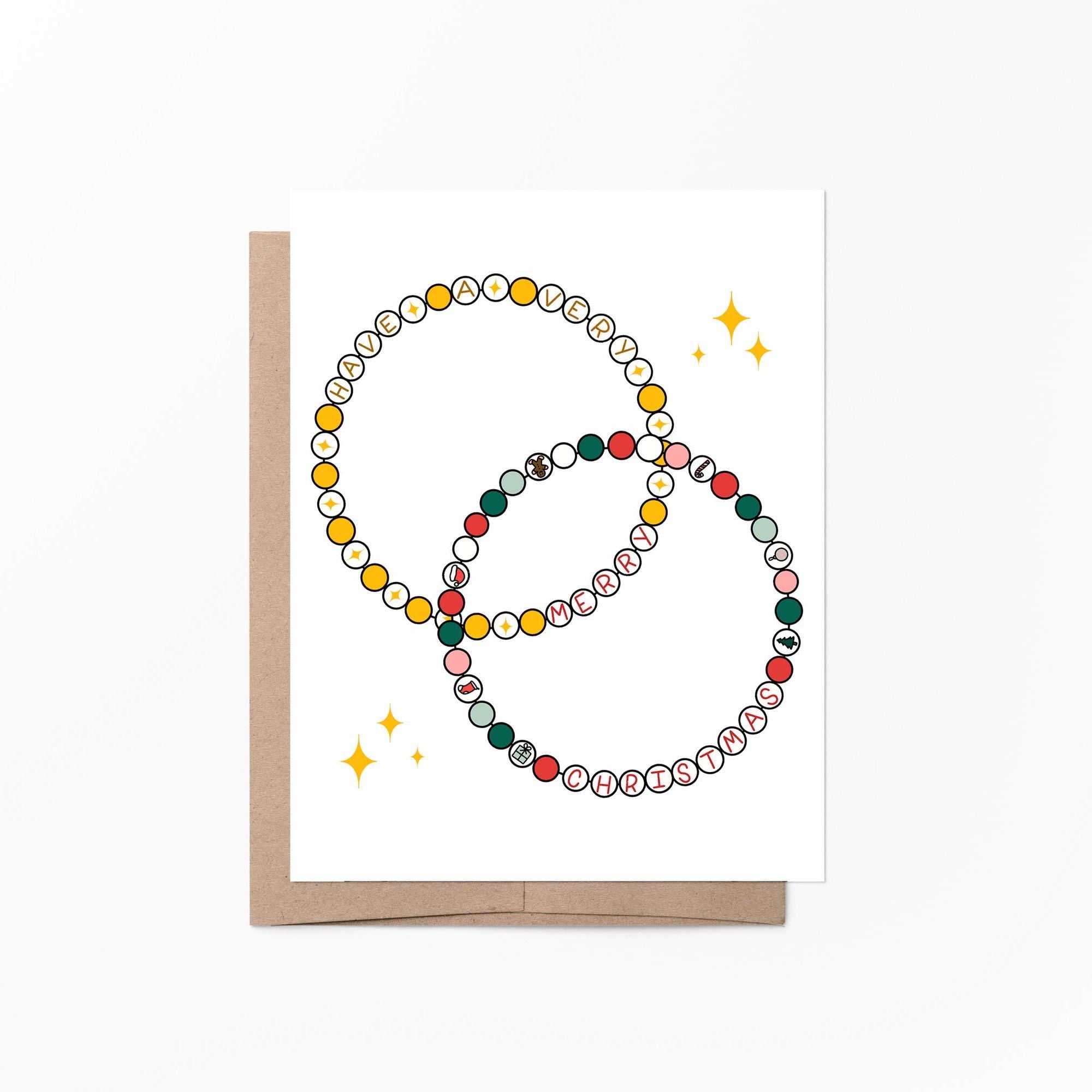 Friendship bracelet Christmas card, christmas gift for Taylor fan, eras tour christmas, trending christmas card for bestie, holiday card