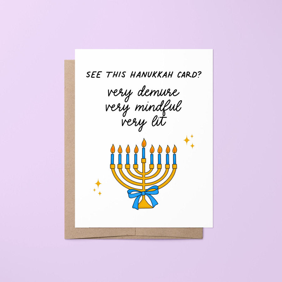 Very demure Hanukkah card, TikTok trend Hanukkah gift, tiktok very demure, trending Hanukkah card for bestie, very demure very mindful