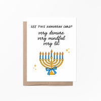 Very demure Hanukkah card, TikTok trend Hanukkah gift, tiktok very demure, trending Hanukkah card for bestie, very demure very mindful