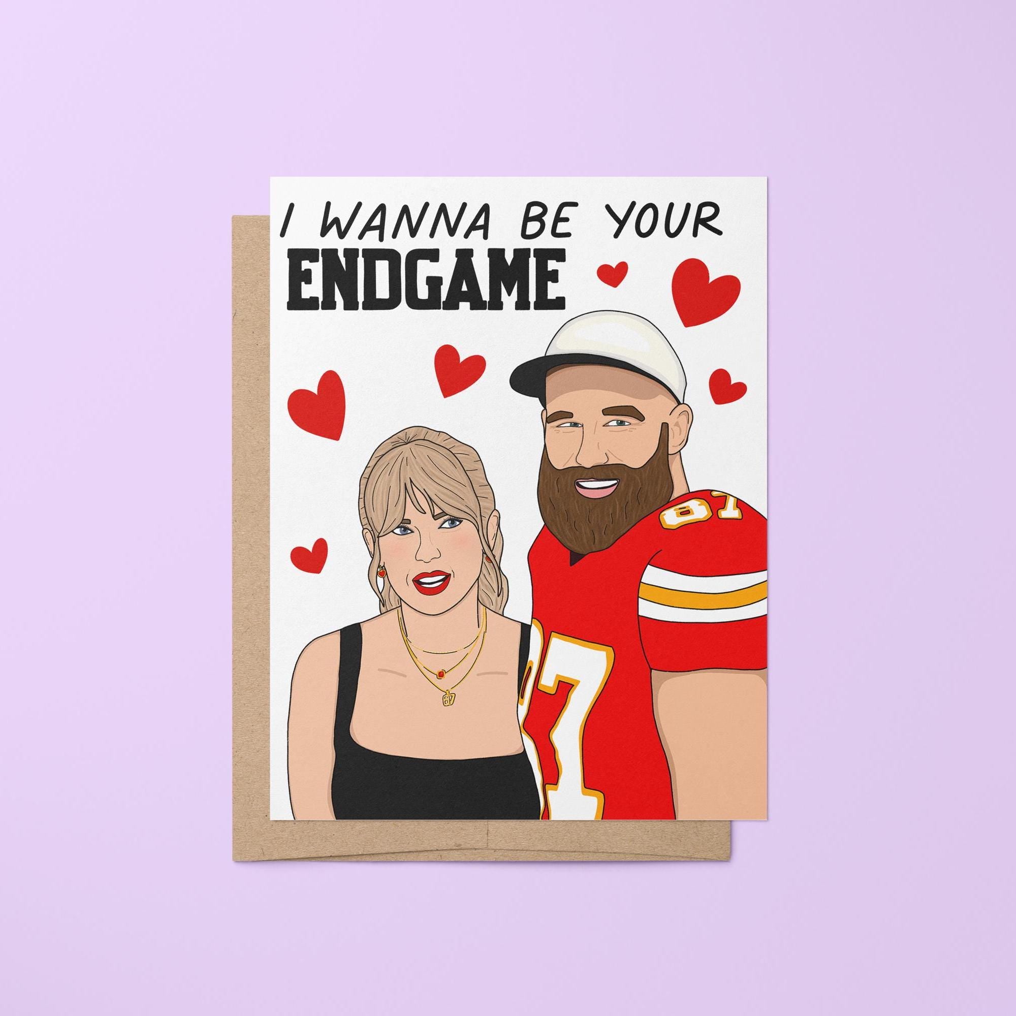 I wanna be your endgame card, valentines card, Valentine's Day card, card for girlfriend, card for wife, card for football fan