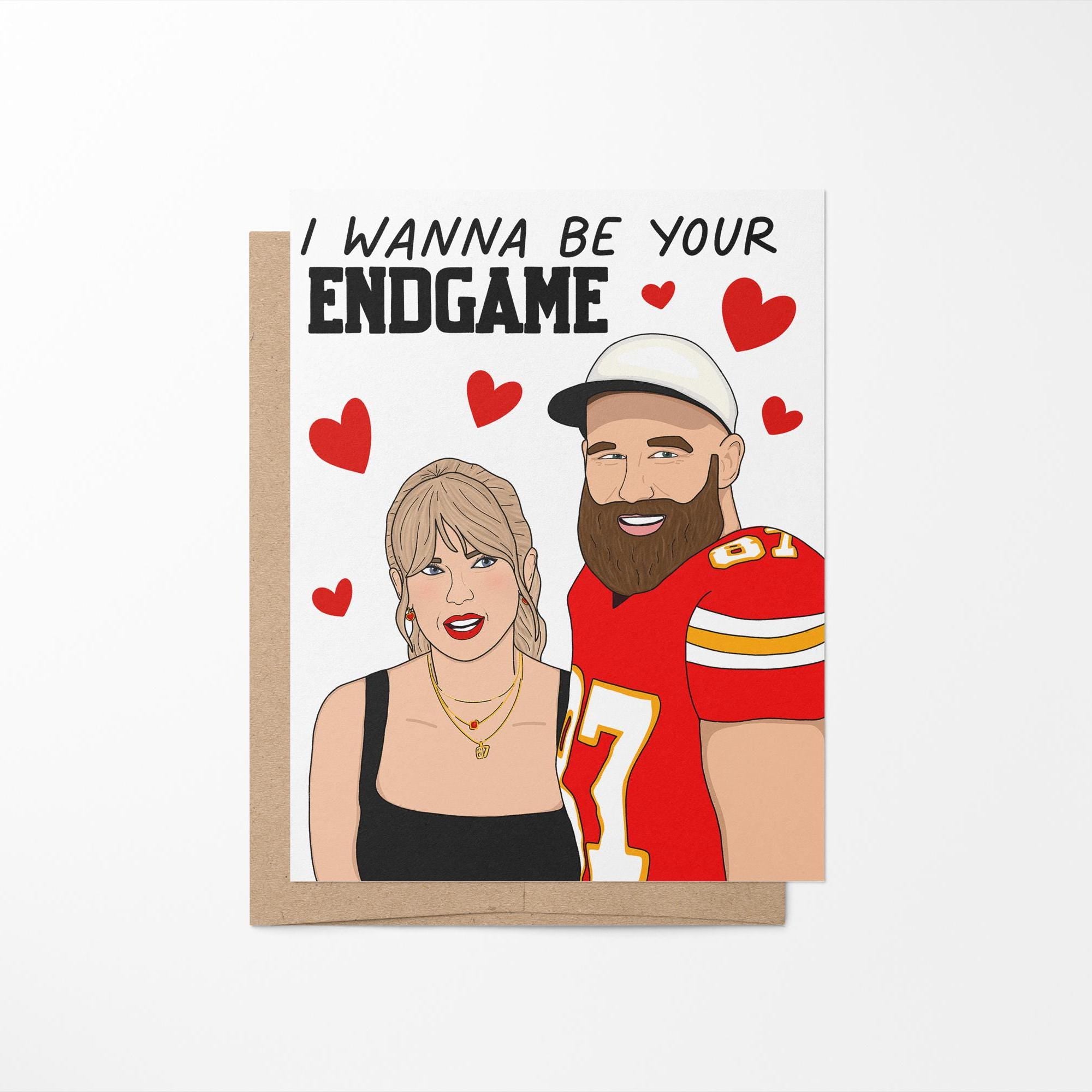 I wanna be your endgame card, valentines card, Valentine's Day card, card for girlfriend, card for wife, card for football fan