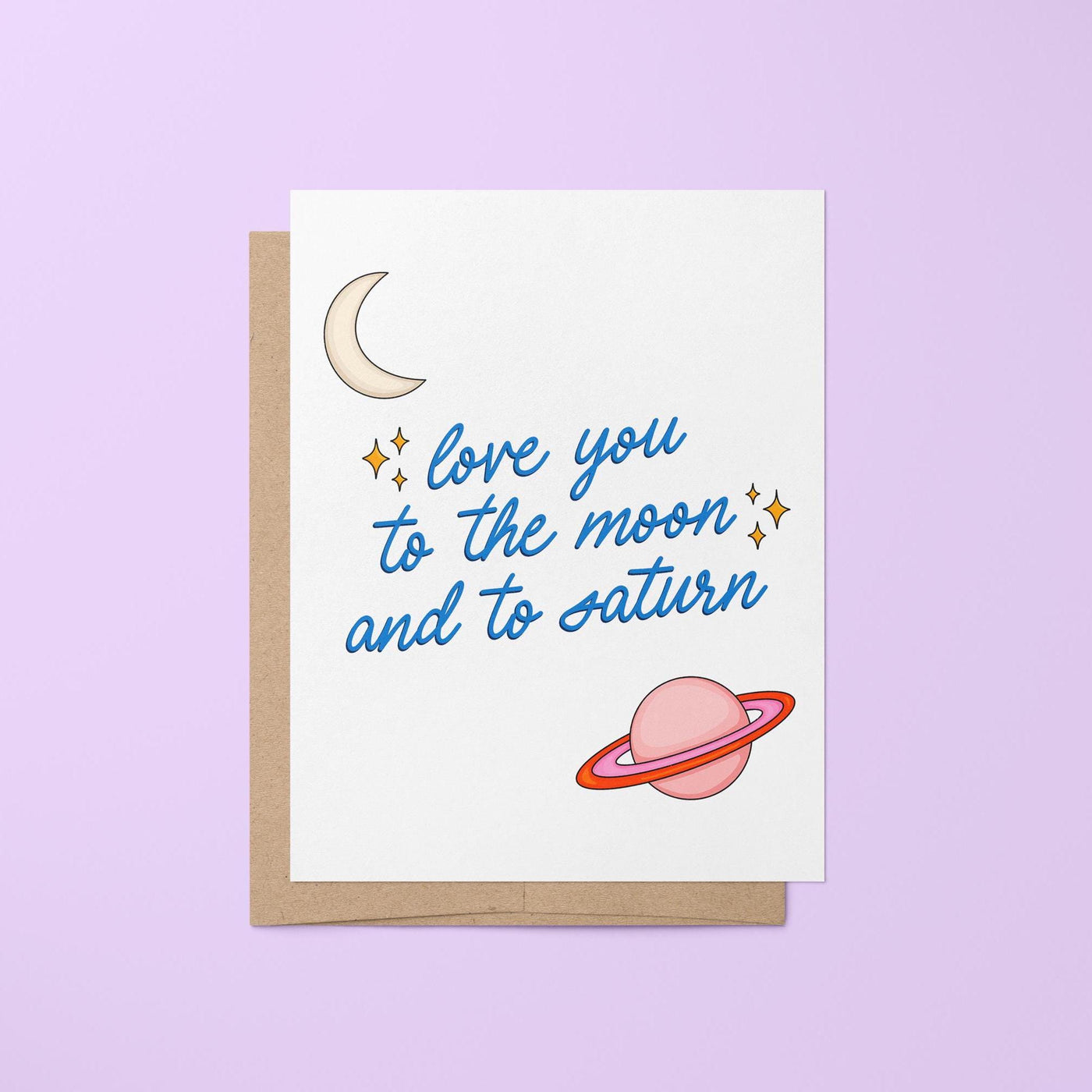 Love you to the moon and to saturn greeting card, Valentine&#39;s Day card