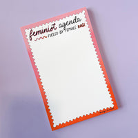 feminist agenda notepad, fueled by female rage notepad