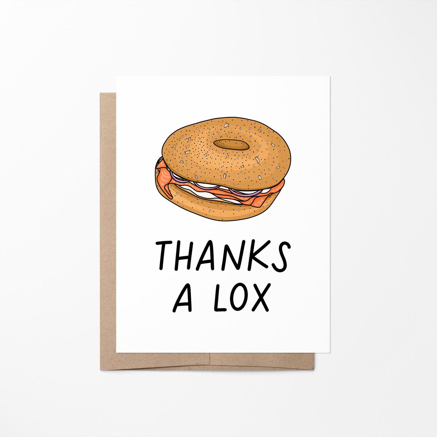 Thanks a lox card, bagel thank you card