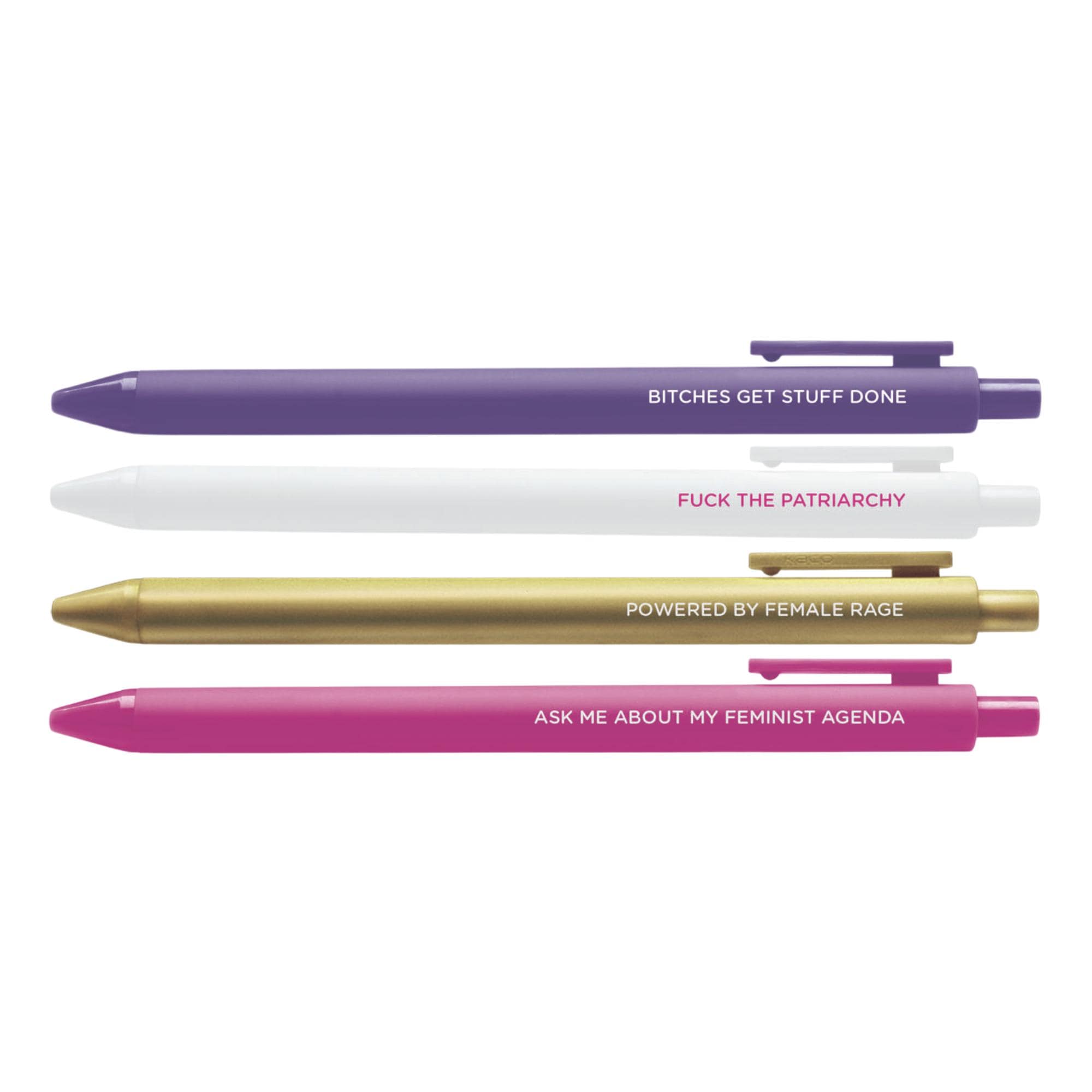 Feminist agenda pen set, female rage pen set, gift for her, gift for feminist