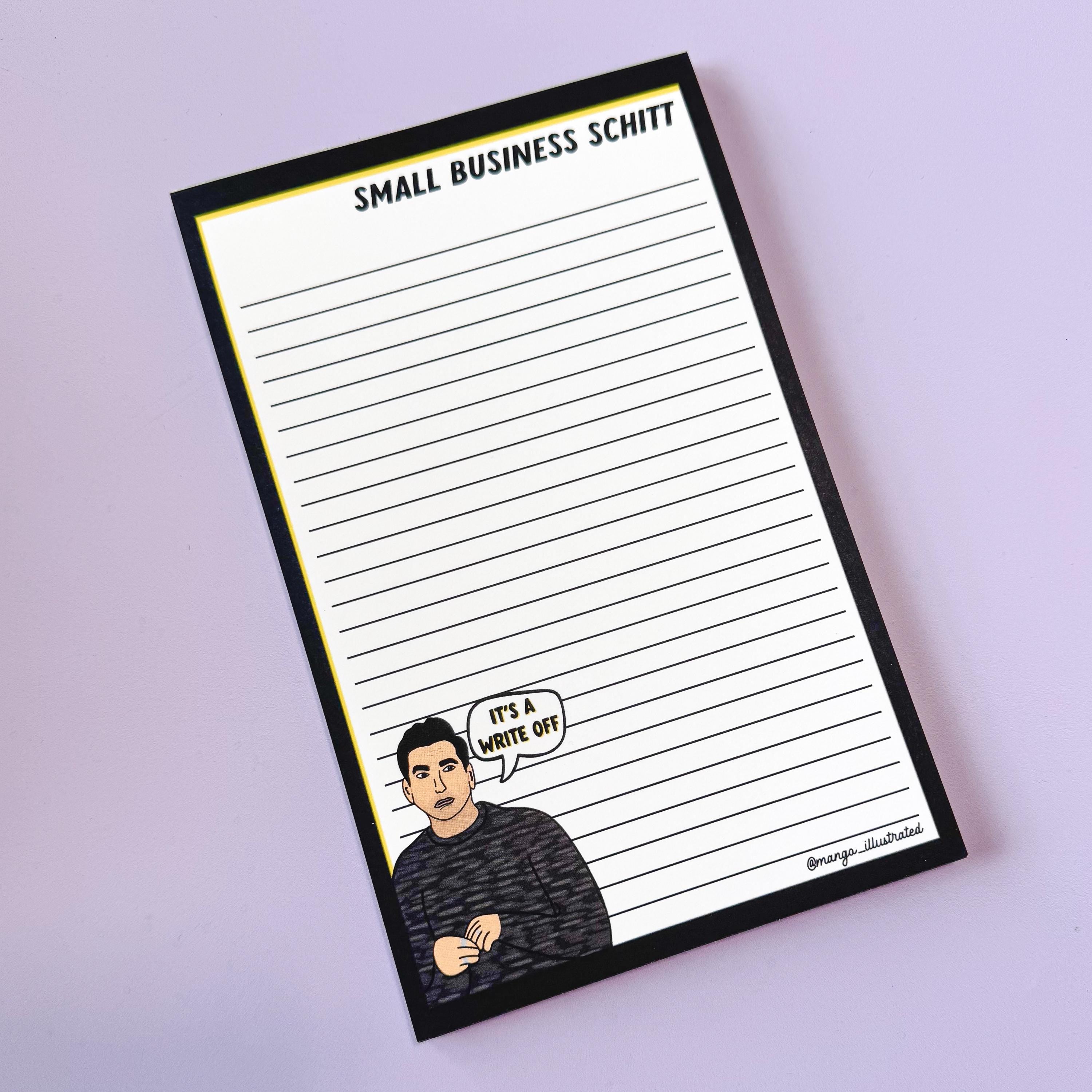 small business schitt notepad, David rose notepad