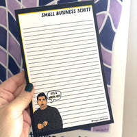 small business schitt notepad, David rose notepad