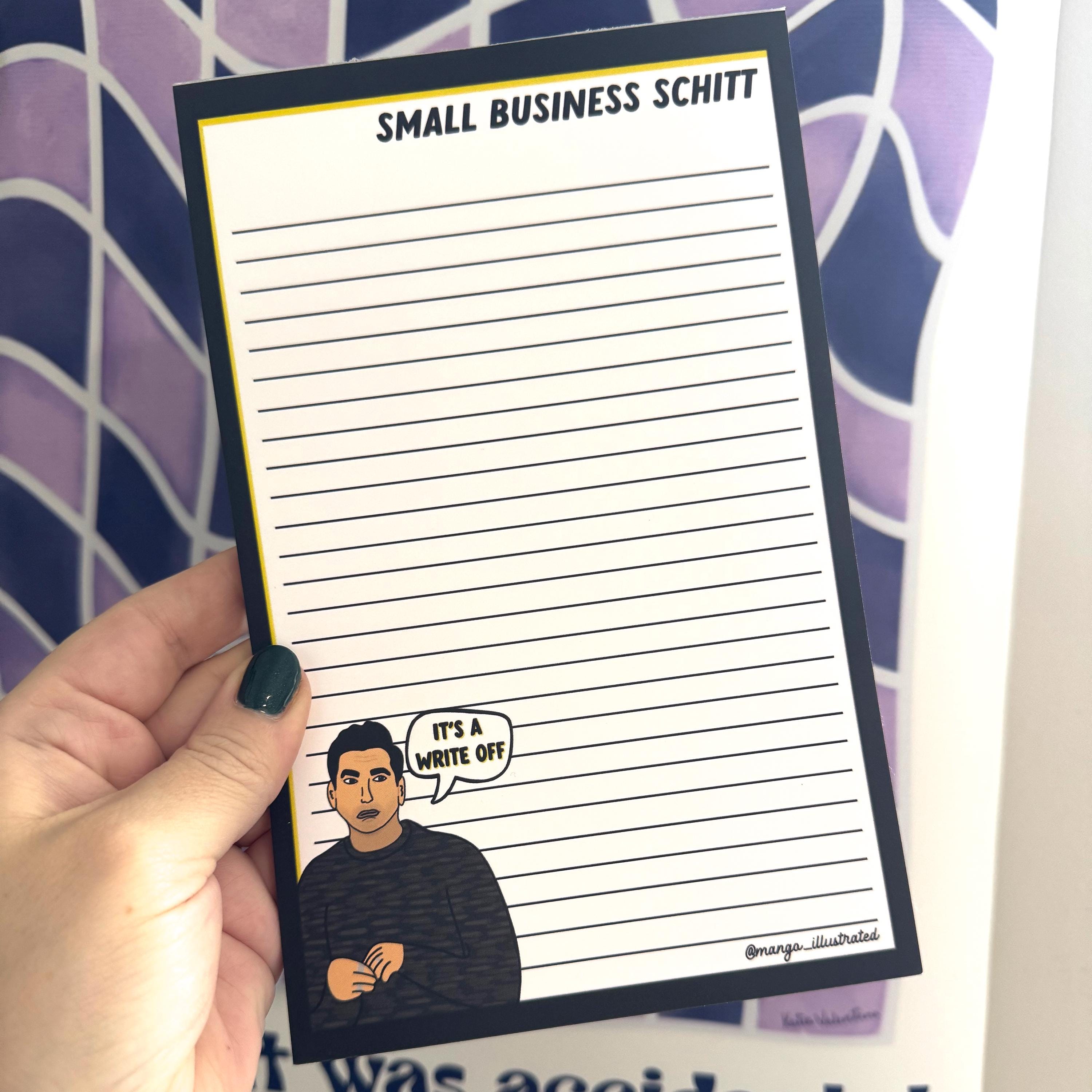 small business schitt notepad, David rose notepad