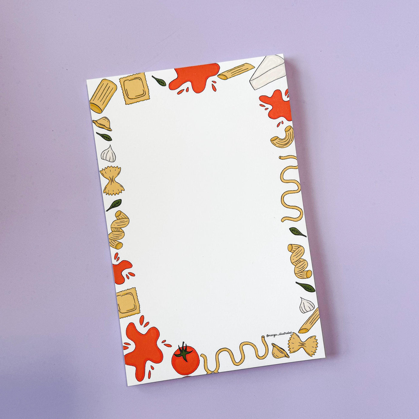 Pasta notepad, Italian food notepad