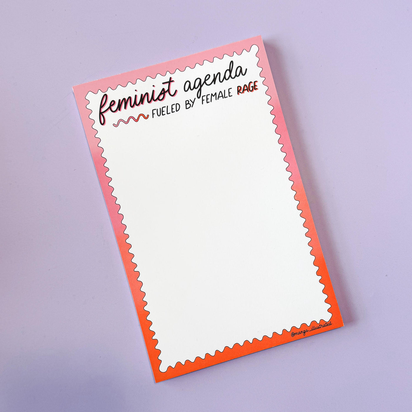 feminist agenda notepad, fueled by female rage notepad