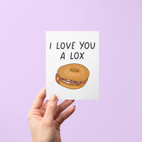 I love you a lox card, love you lox card, bagel Valentine&#39;s Day card