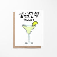 birthdays are better with tequila card, margarita birthday card