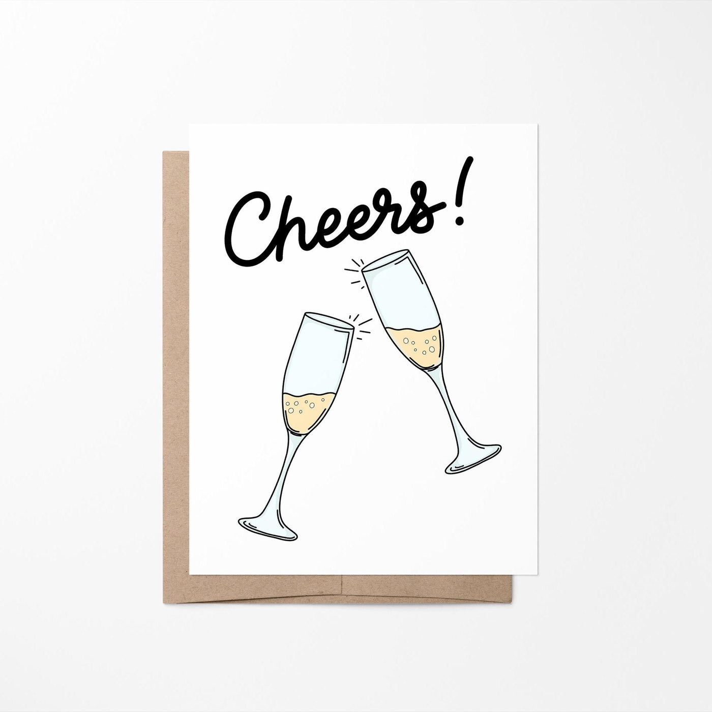 Cheers card, cheers champagne card, champagne cheers card, cheers greeting card