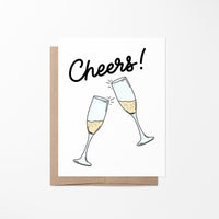 Cheers card, cheers champagne card, champagne cheers card, cheers greeting card