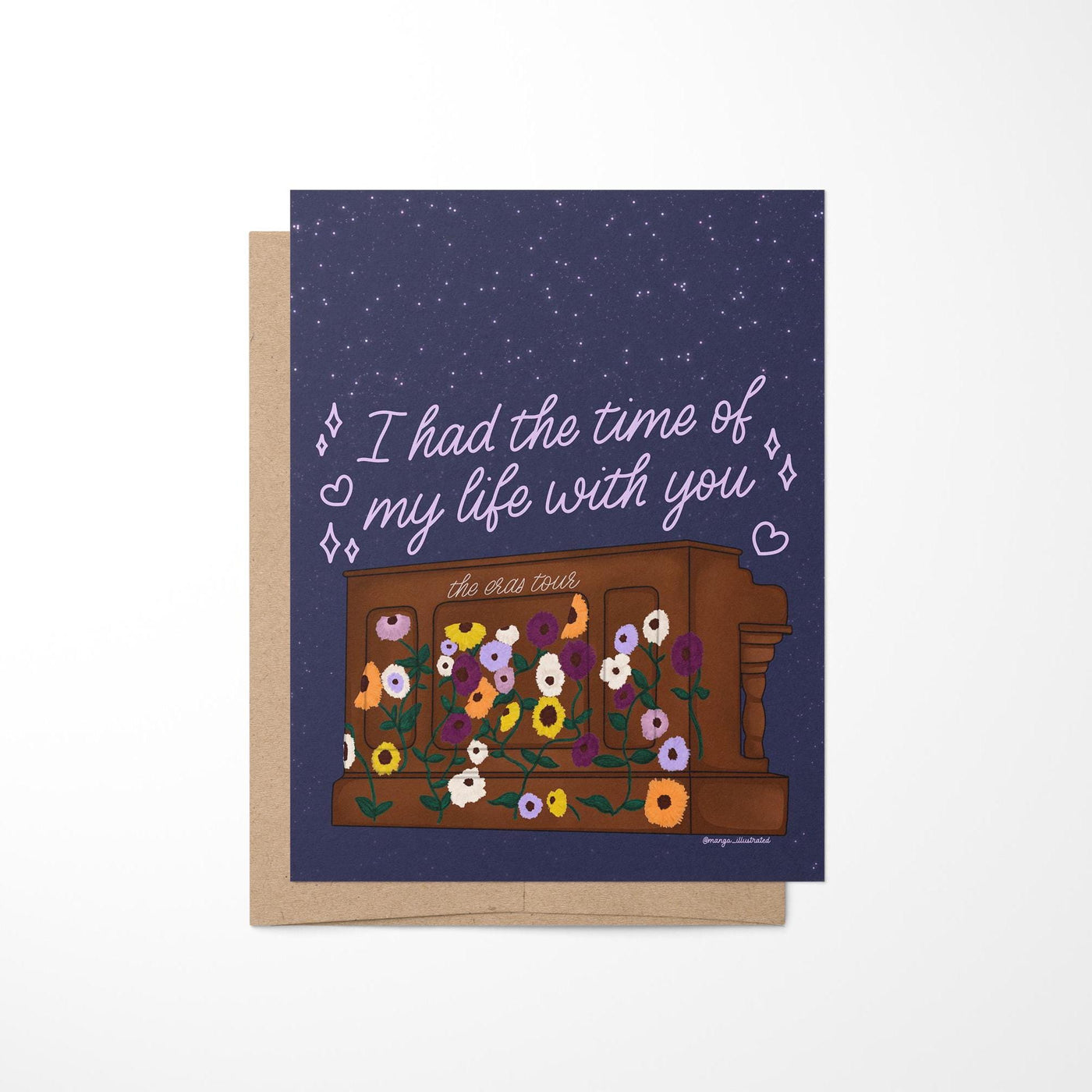 Eras tour surprise song acoustic piano greeting card, I had the time of my life with you card