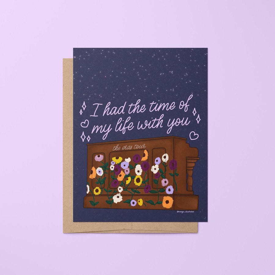 Eras tour surprise song acoustic piano greeting card, I had the time of my life with you card