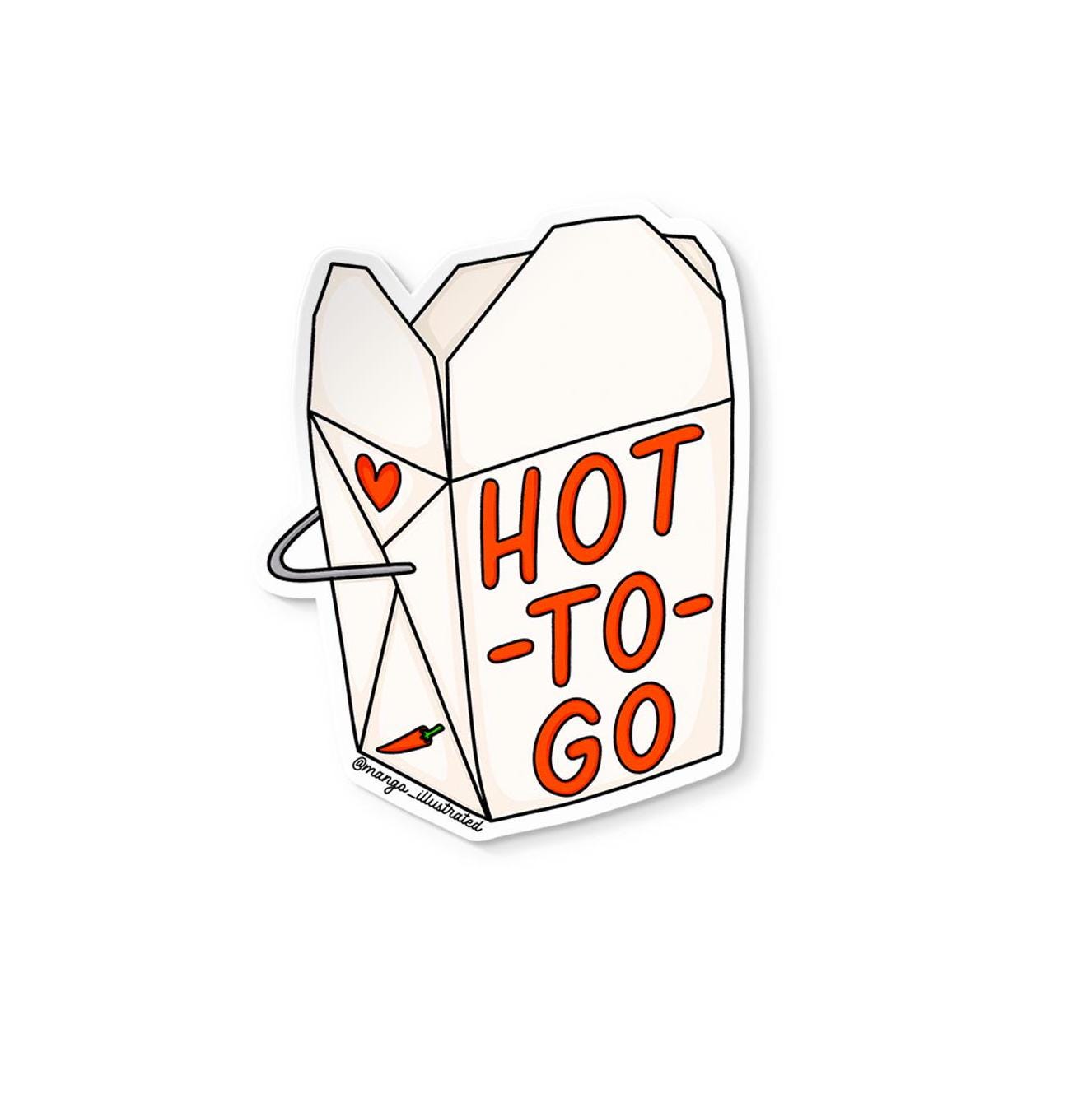 Hot to go sticker, takeout food sticker