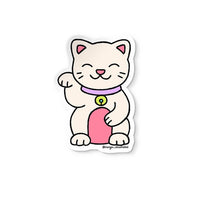 lucky cat sticker, cute cat doodle sticker