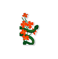 Floral snake sticker, snake with flowers, snake with poppies sticker, snake florals sticker, poppy sticker, year of the snake sticker