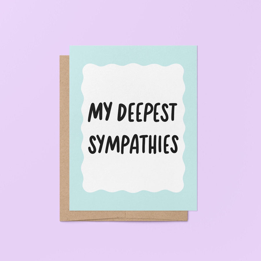 my deepest sympathies card, blue squiggle border sympathy card, condolence card