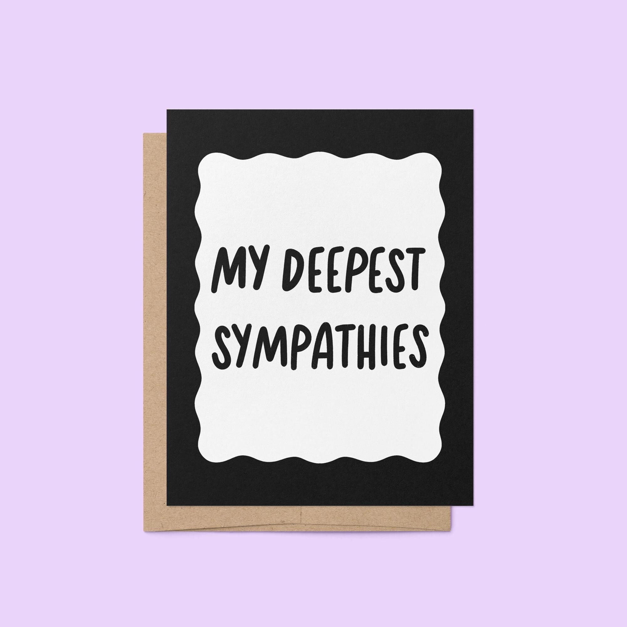 my deepest sympathies card, black squiggle border sympathy card, condolence card