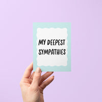 my deepest sympathies card, blue squiggle border sympathy card, condolence card