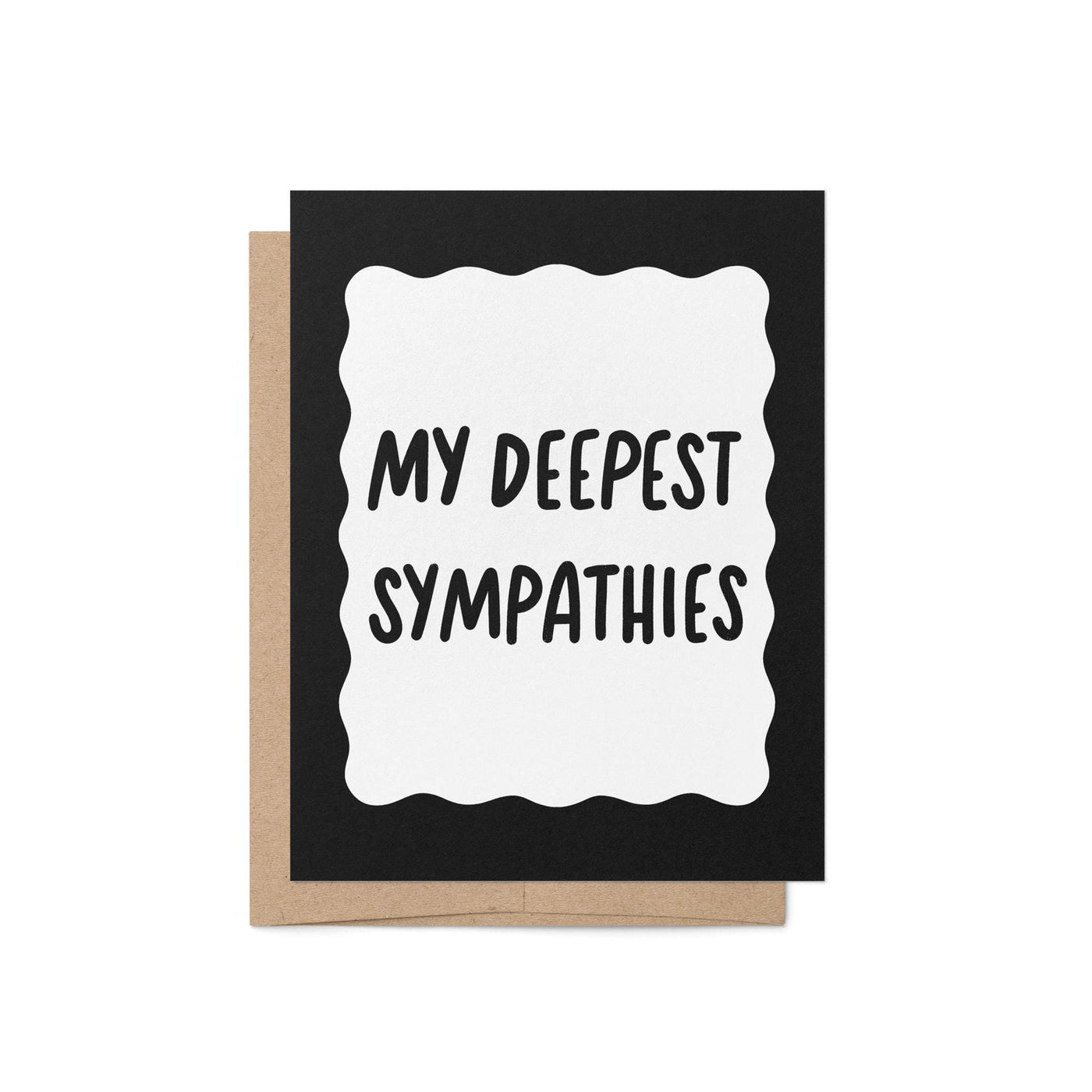 my deepest sympathies card, black squiggle border sympathy card, condolence card