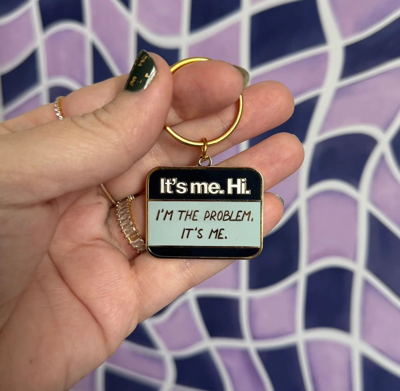 It’s me Hi I’m the problem It’s me enamel keychain - MangoIllustrated - Accessories