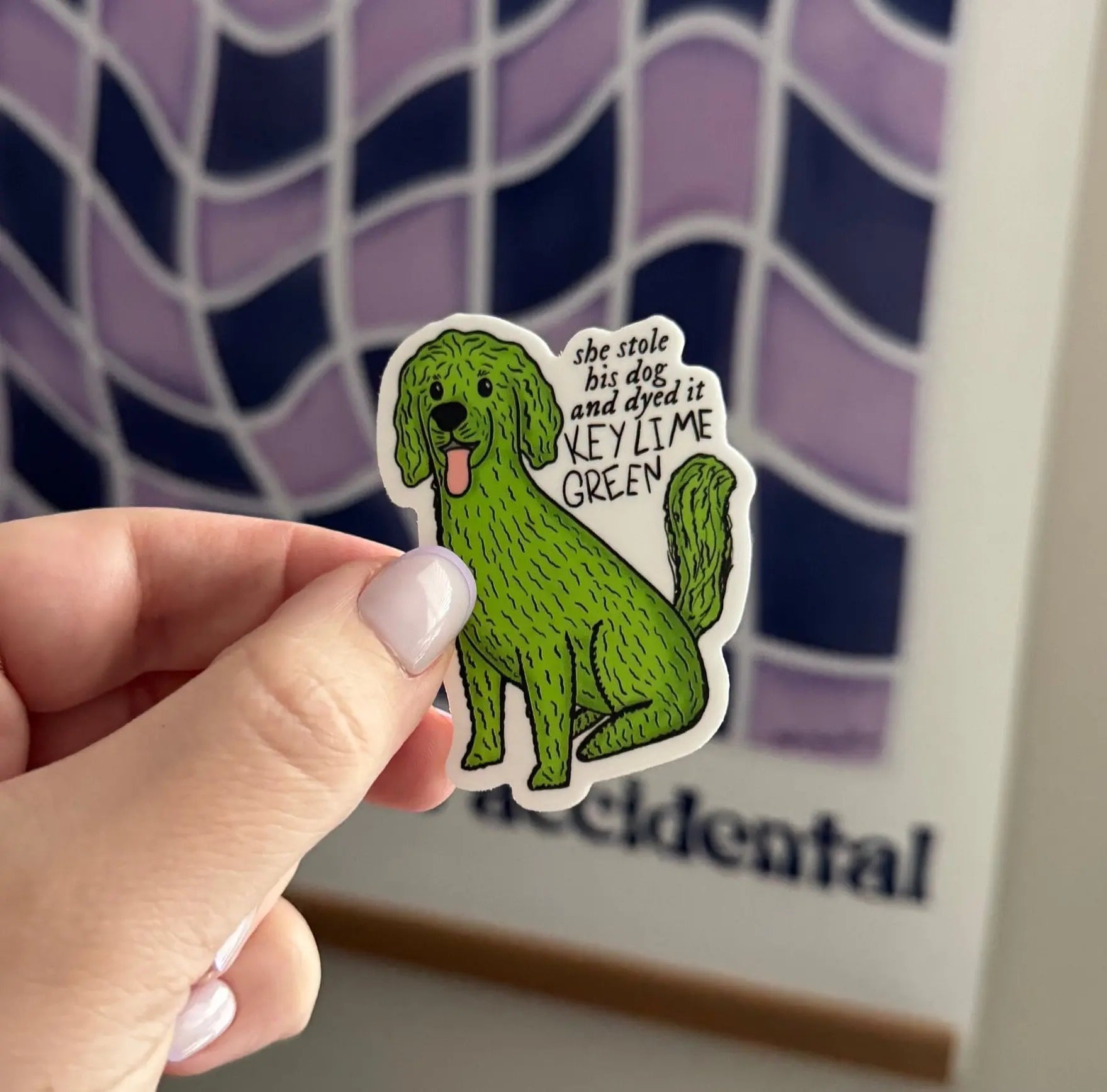 Key Lime Green Dog sticker - MangoIllustrated - Sticker