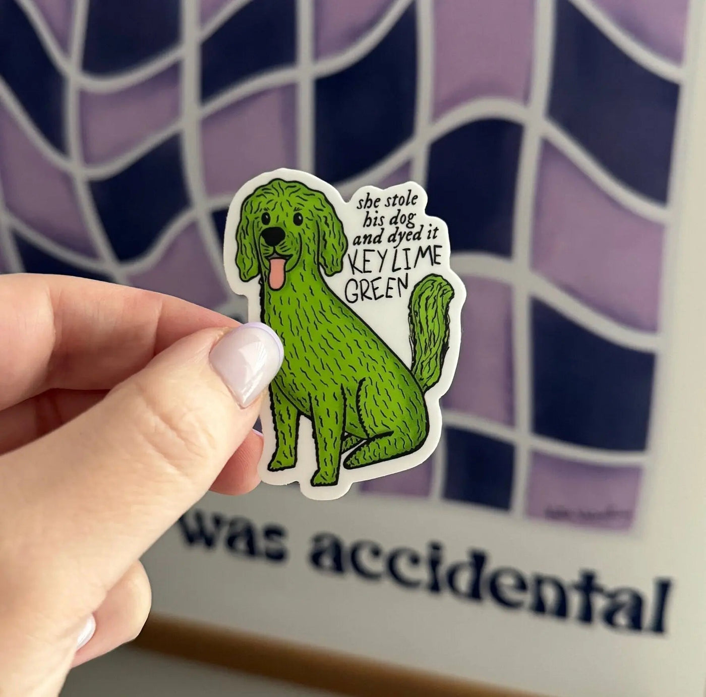Key Lime Green Dog sticker - MangoIllustrated · MangoIllustrated